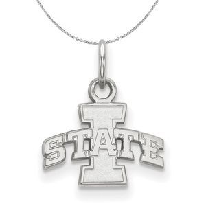 Sterling Silver Iowa State XS (Tiny) Pendant Necklace - 16 Inch